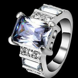 10K White Gold Filled White sapphire Ring